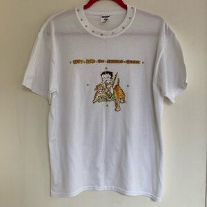 Vintage Homemade Gold Glittery Betty Boop "Jungle Queen" Tiger White Tee…